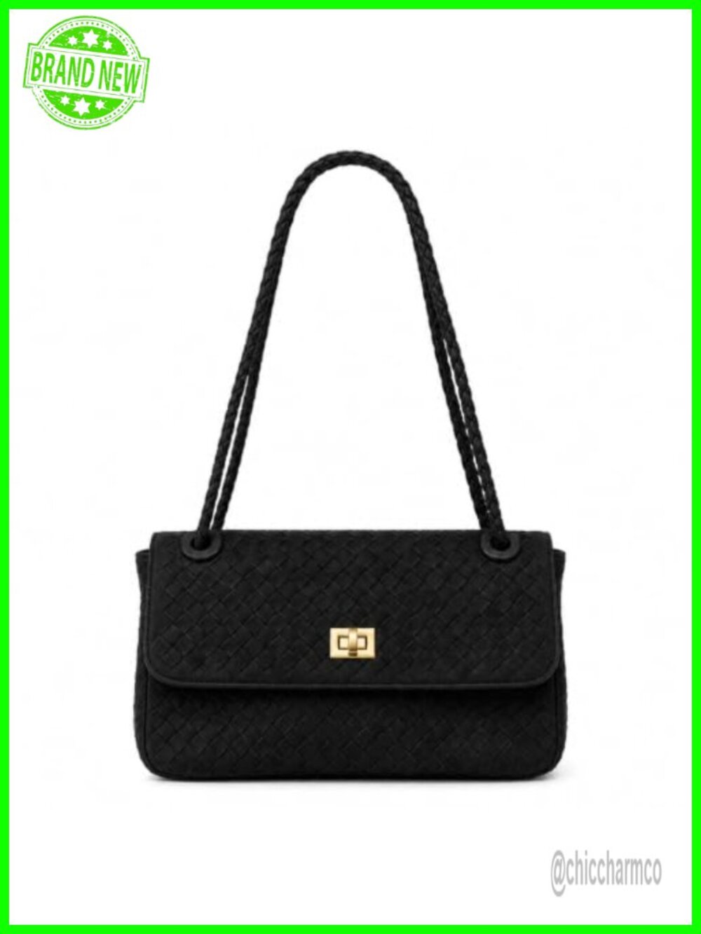Woven Faux Suede Shoulder Bag Convertible Crossbody Hobo Purse